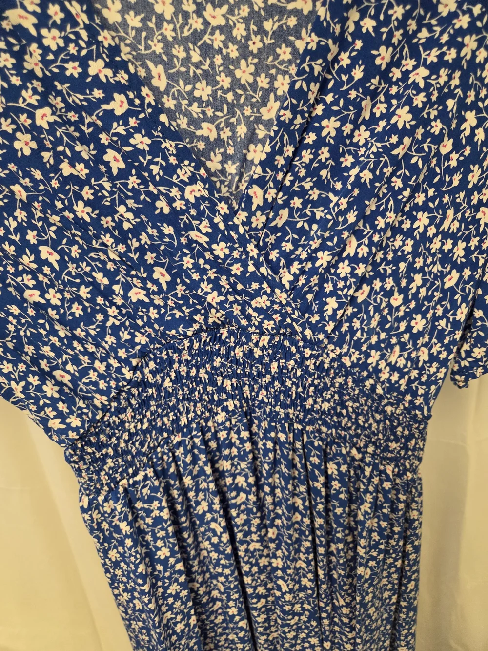 Blue Floral V-Neck Maxi Dress